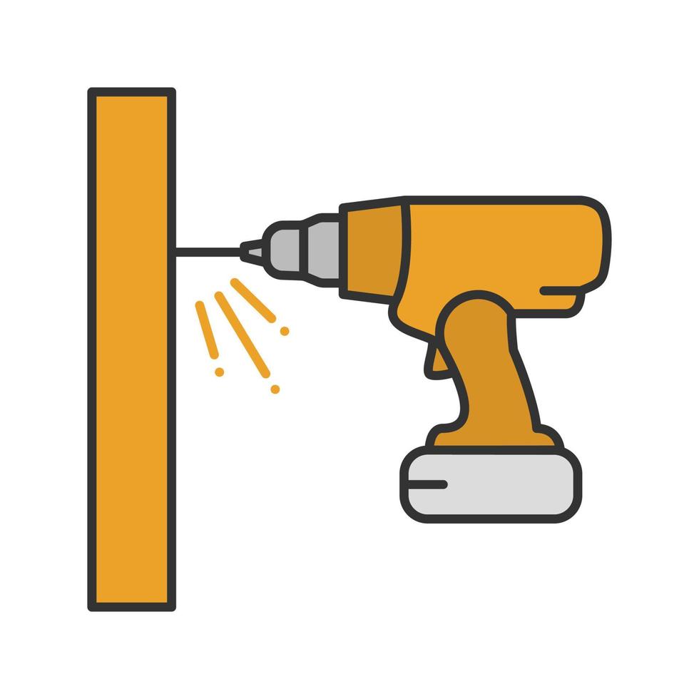 icono de color de taladro inalámbrico. destornillador eléctrico portátil. ilustración vectorial aislada vector