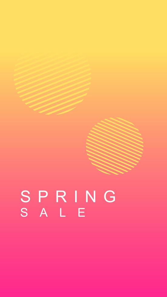 Spring sale social media story duotone template. Gradient pink advertising web banner with text, promotion content layout. Modern vibrant mobile app design. Blending coral color with circles mockup vector