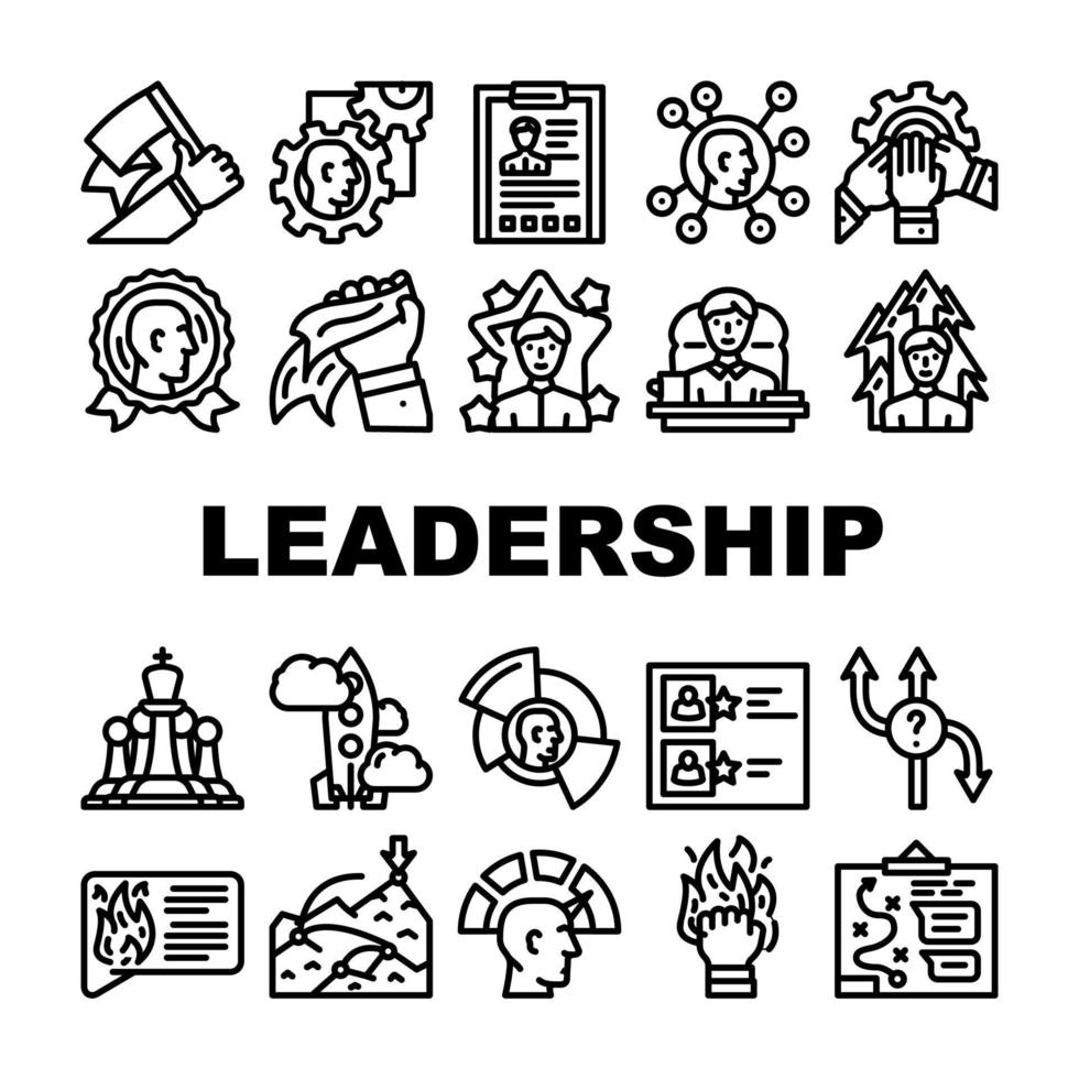 liderazgo líder negocio habilidad iconos conjunto vector