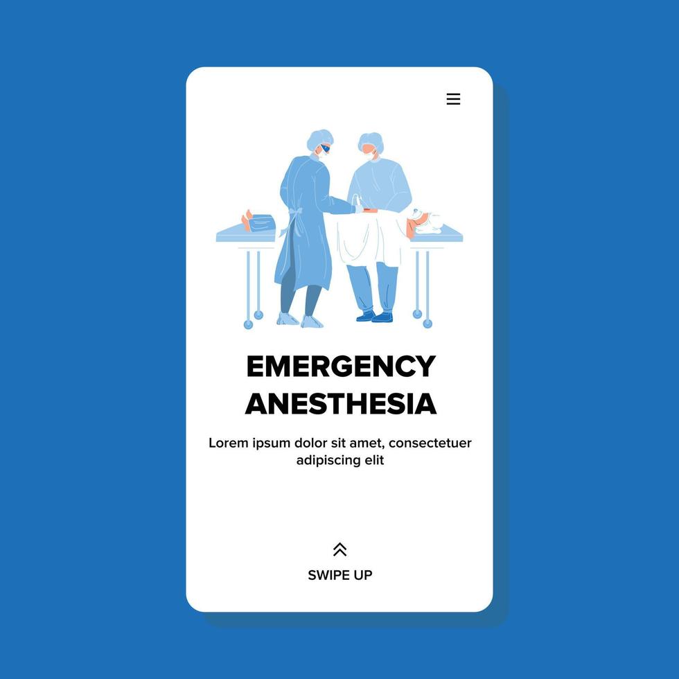 máscara facial de anestesia de emergencia en el vector del paciente