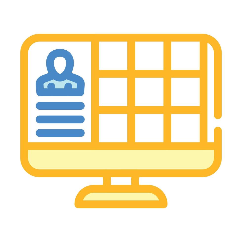 conference with large number of participants color icon vector illustration