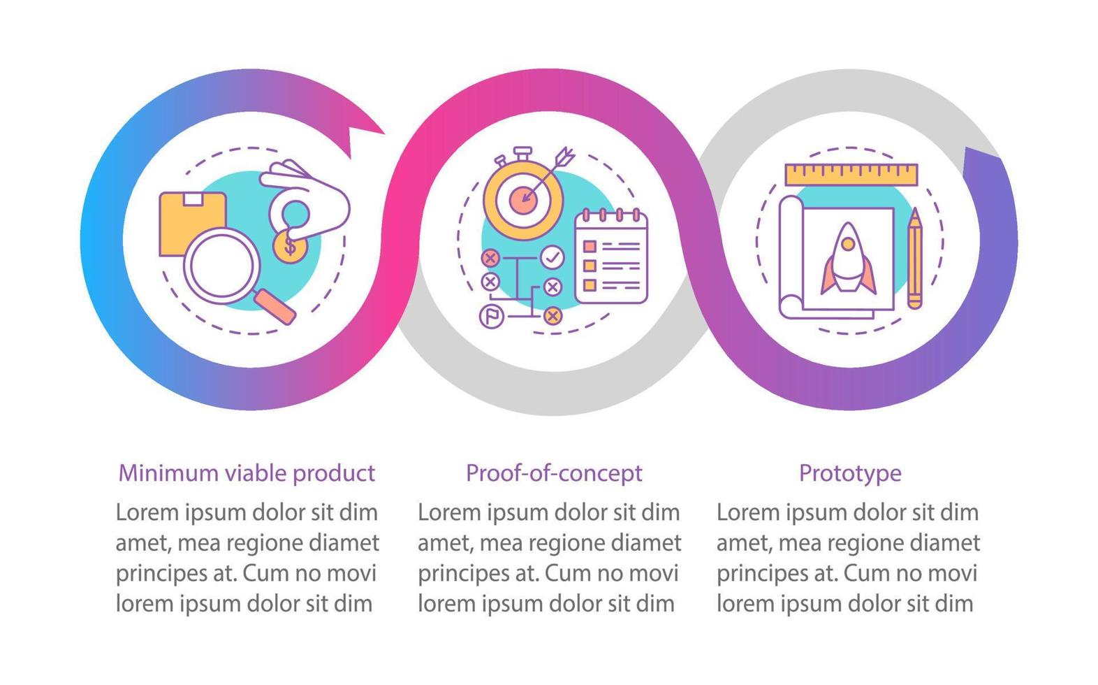 plantilla de infografía vectorial de prueba de inicio. elementos de diseño de presentación de negocios. visualización de datos con tres pasos y opciones. gráfico de línea de tiempo del proceso. diseño de flujo de trabajo con iconos lineales vector