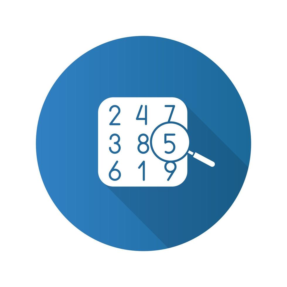 Number theory flat design long shadow glyph icon. Arithmetic. Learning number and counting. Vector silhouette illustration