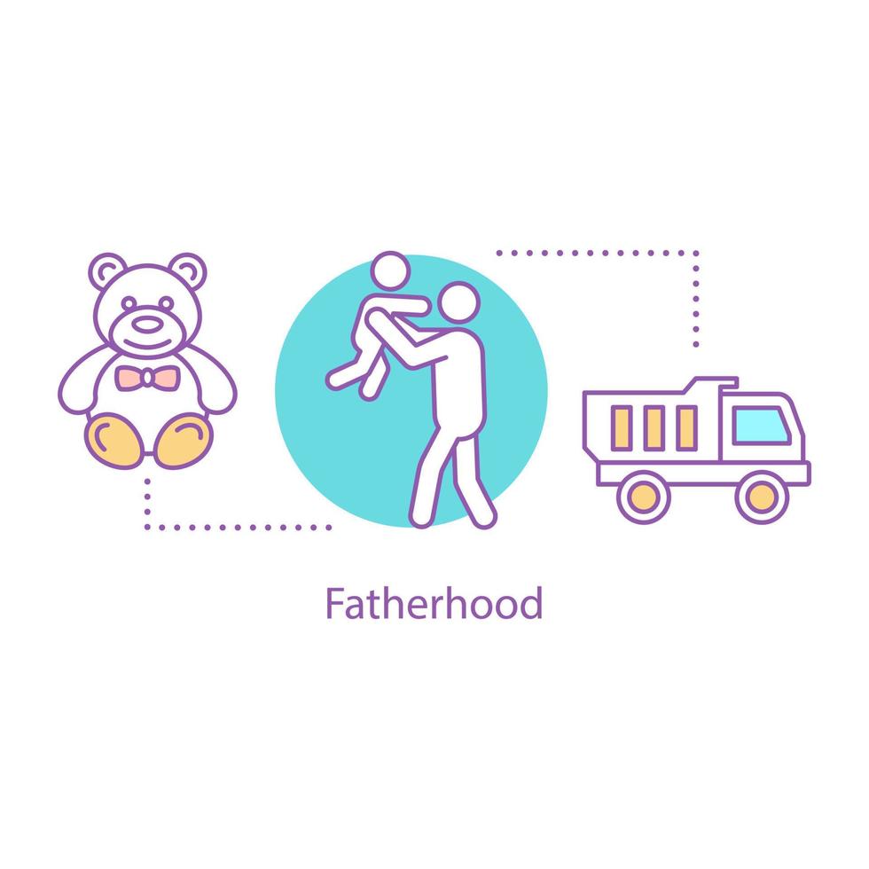 Fatherhood concept icon. Parenthood idea thin line illustration. Father playing with child. Vector isolated outline drawing