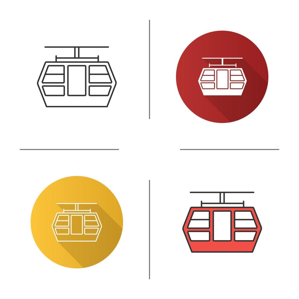 Funicular icon. Flat design, linear and color styles. Isolated vector illustrations