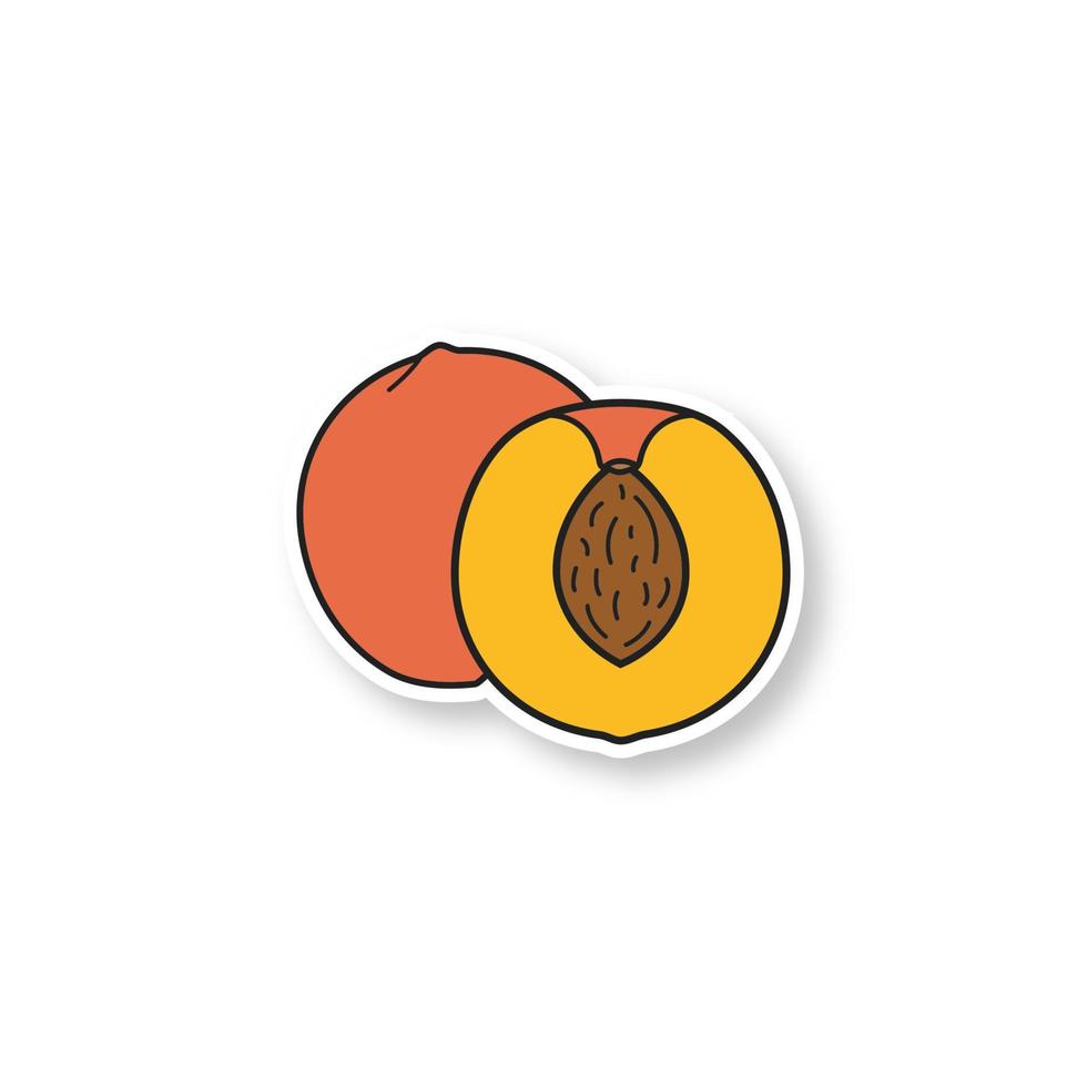 Peach patch. Apricot. Color sticker. Vector isolated illustration