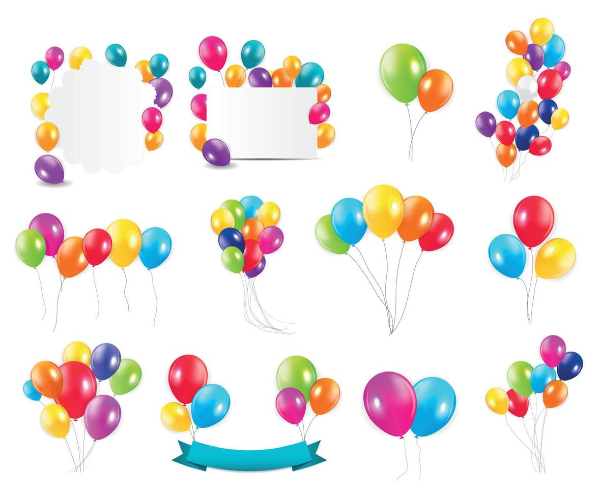 Color Glossy Balloons  Mega Set Vector Illustration