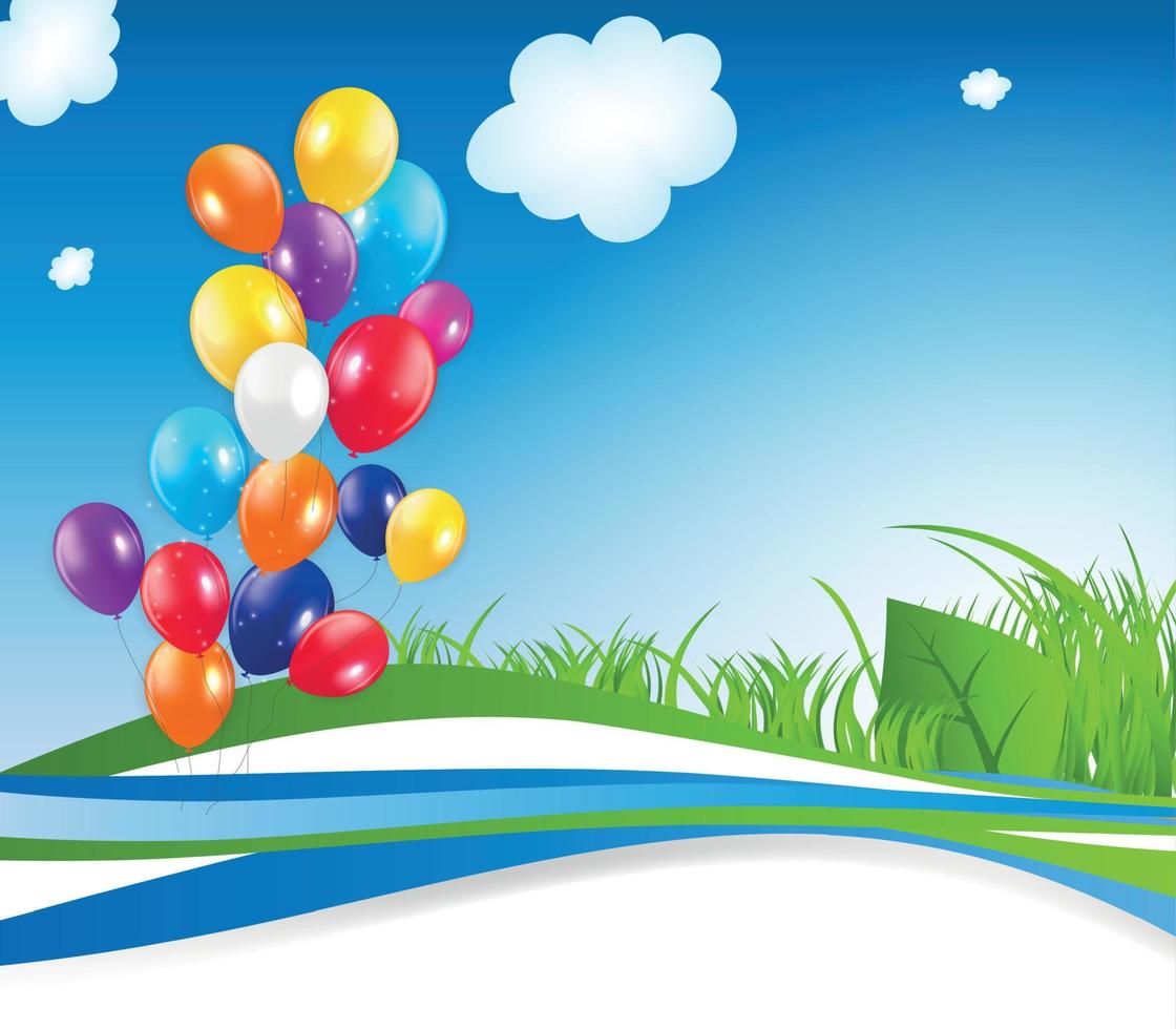 Colored Balloons Background, Vector Illustration.