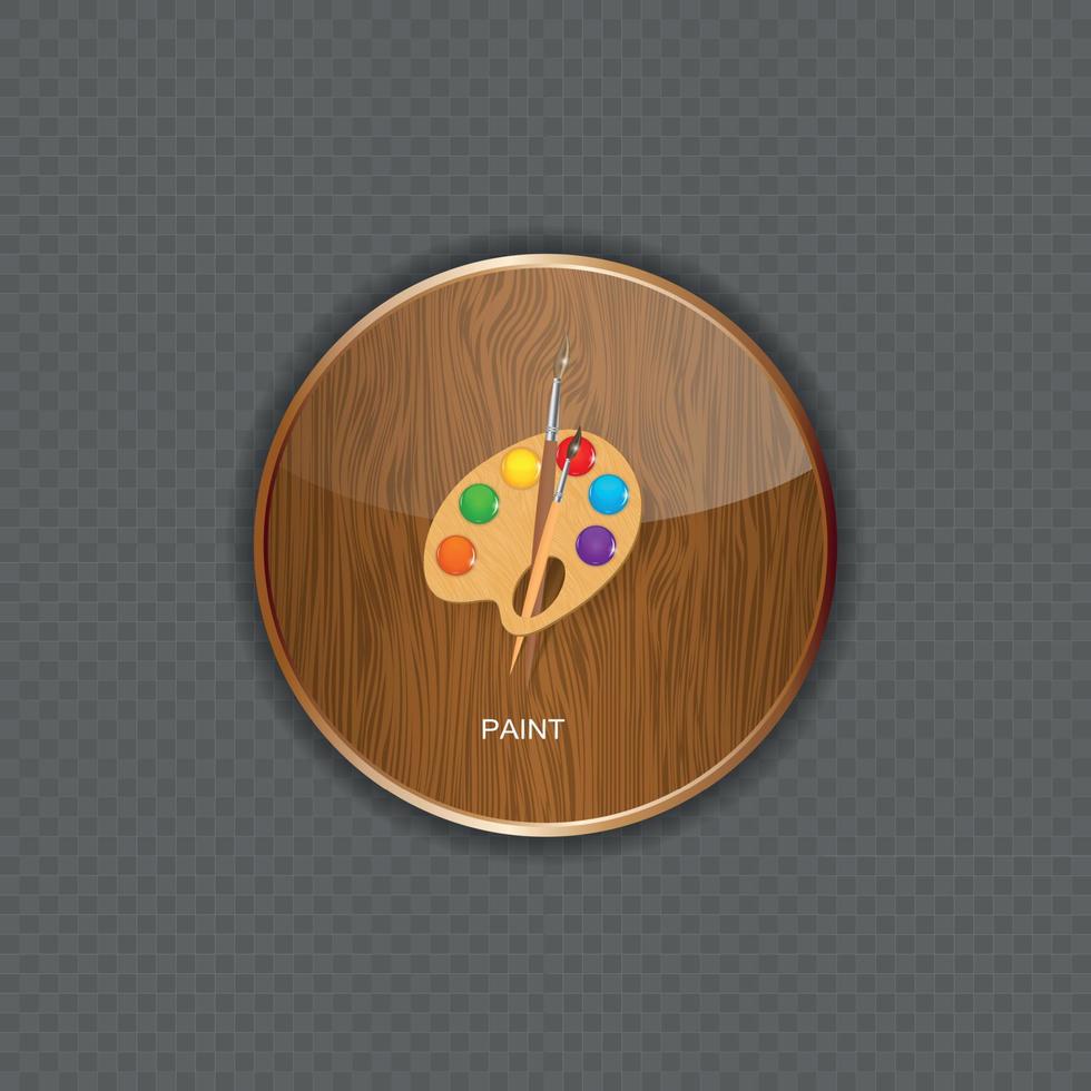 Iconos de aplicación de madera de pintura ilustración vectorial vector