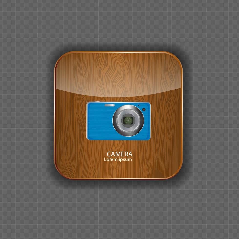Camera wood application icons vector illustration