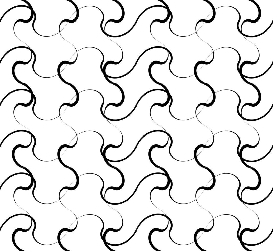 Seamless Pattern. Black and White Abstract Psychedelic Art Background. Vector Illustration.