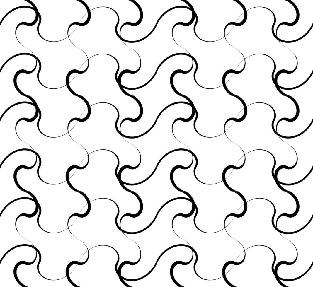 Seamless Pattern. Black and White Abstract Psychedelic Art Background. Vector Illustration.