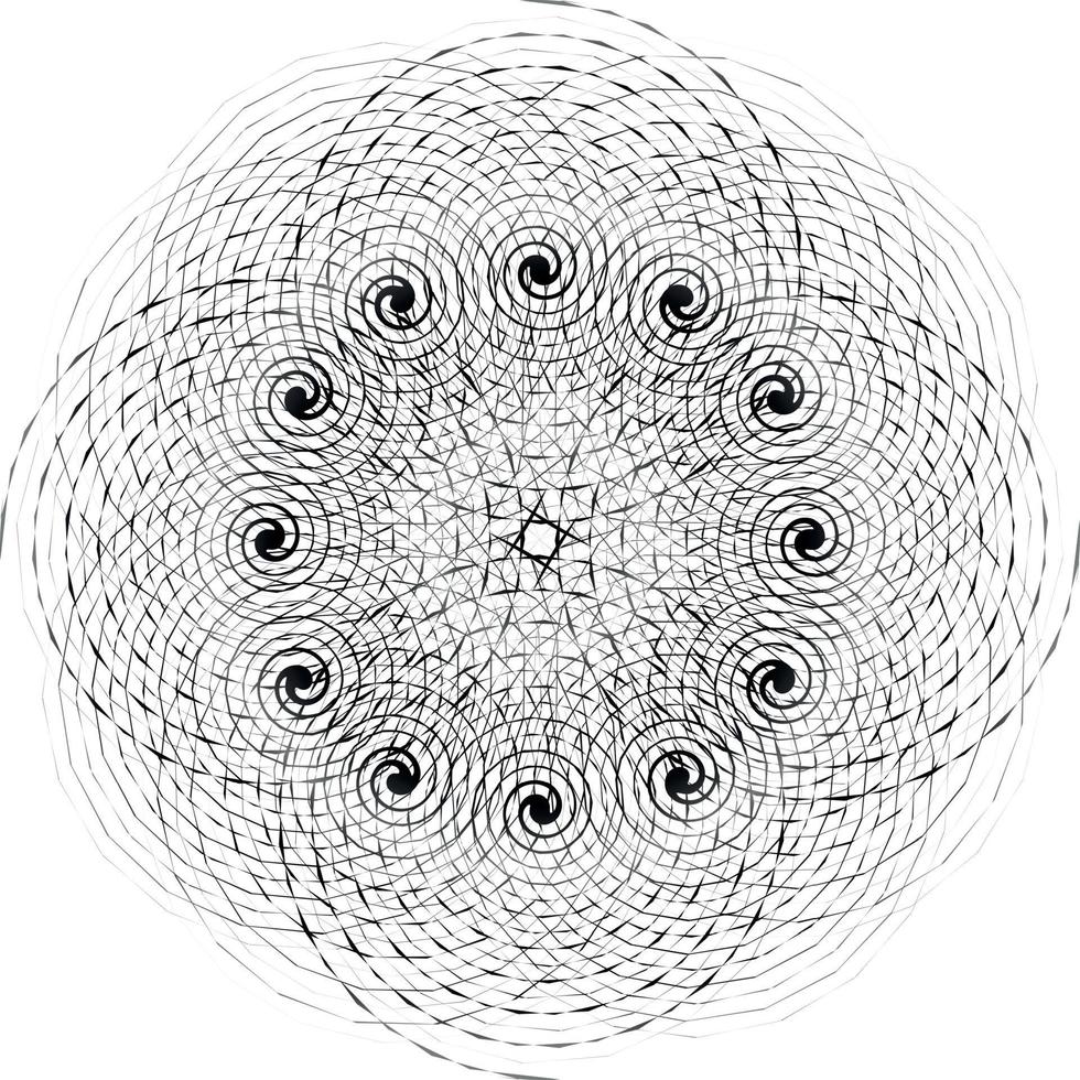 Black and White Abstract Psychedelic Art Background. Vector Illustration.