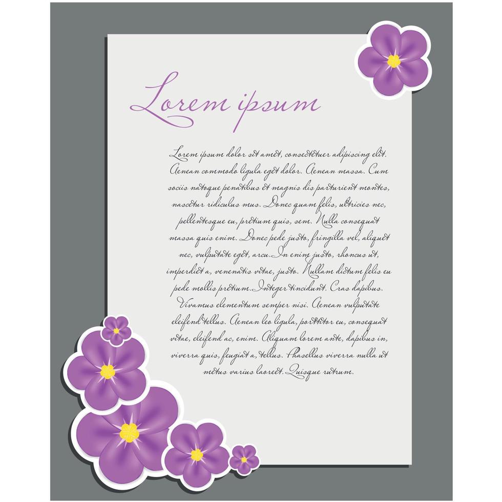 Blank white page decorated with flower vector illustration