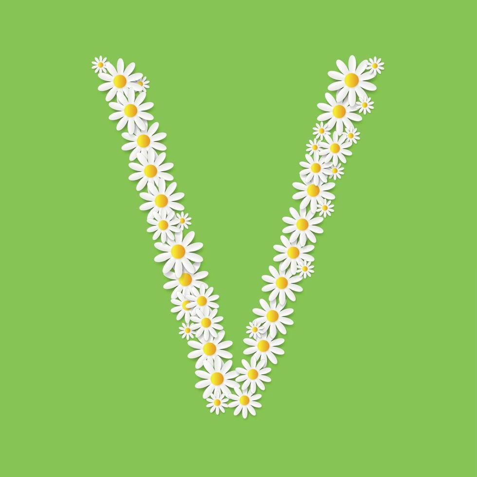 Flora Daisy Design Alphabet Vector Illustartion