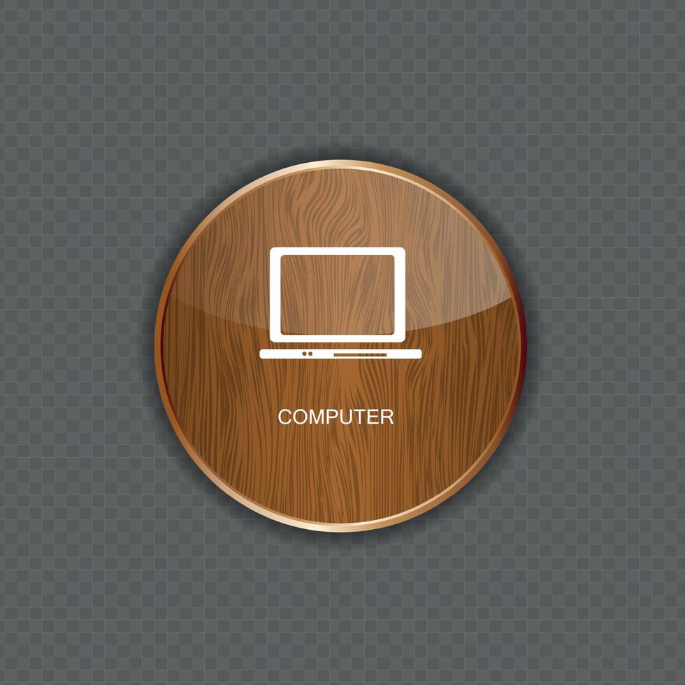 Computer wood application icons vector