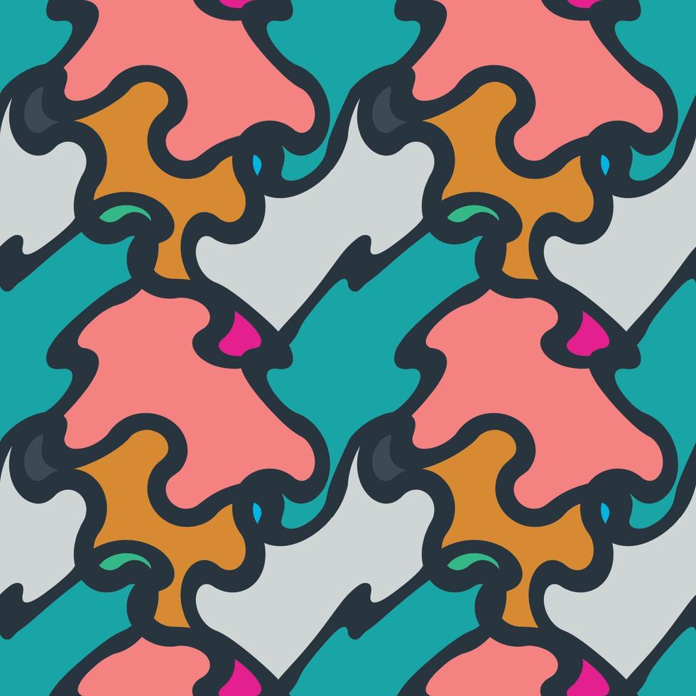 Seamless Pattern. Abstract Psychedelic Art Background. Vector Illustration.