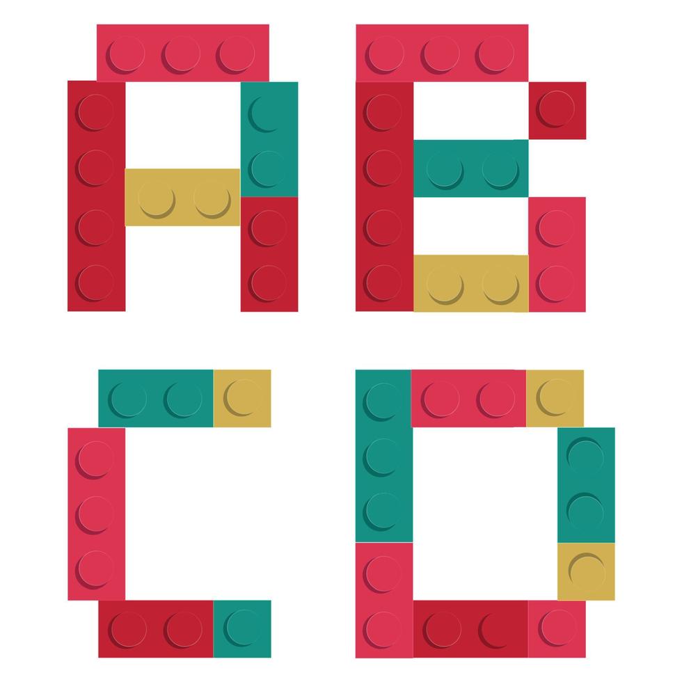 Alphabet set made of toy construction brick blocks isolated isolated on white vector