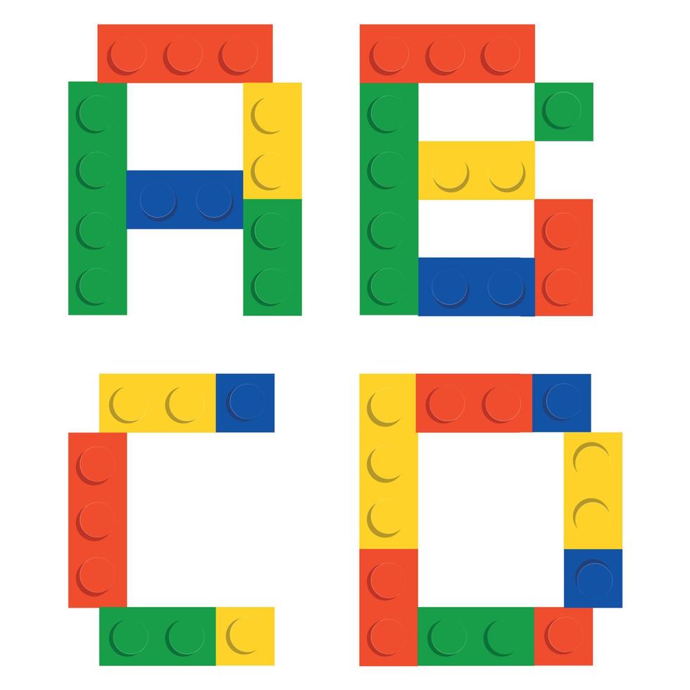 Alphabet set made of toy construction brick blocks isolated iso vector