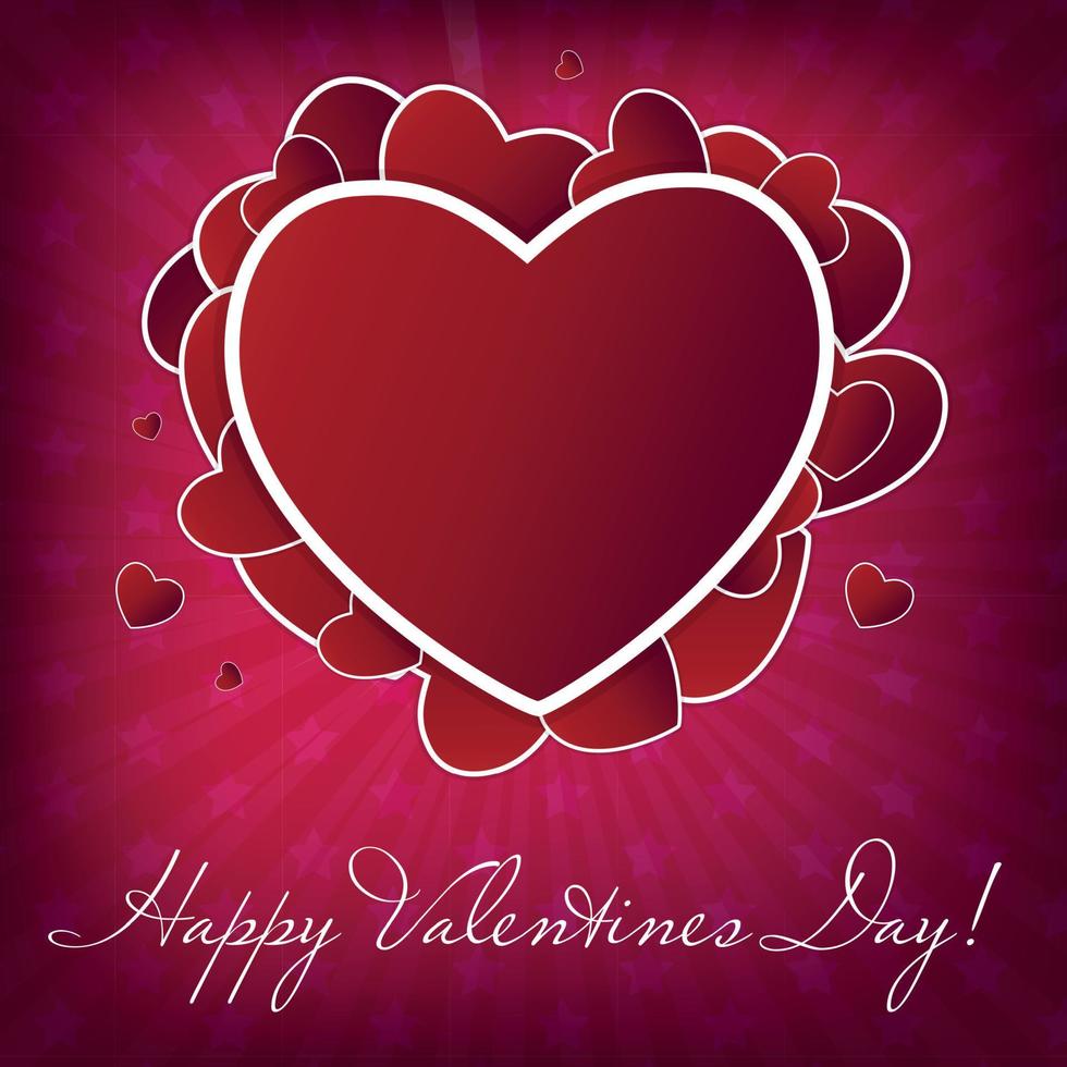 Happy Valentines Day card with heart. Vector illustration