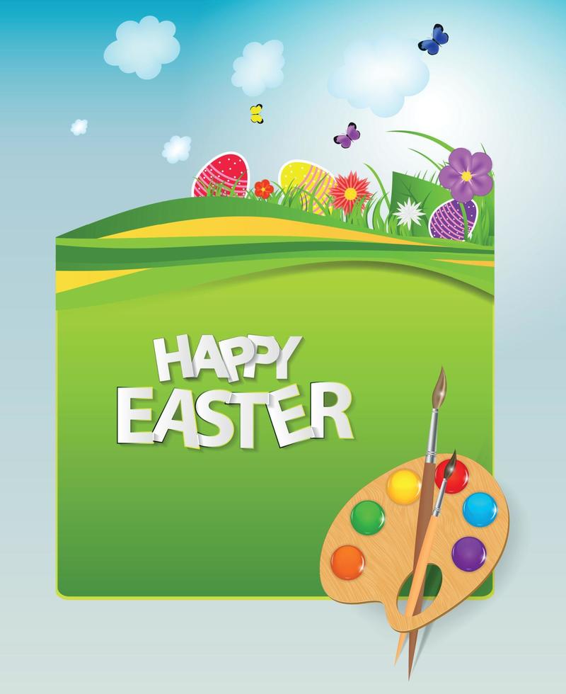 Happy Easter Spring Background Vector Illustration