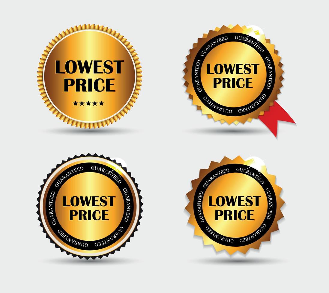 Ilustración de vector de conjunto de etiqueta de precio más bajo
