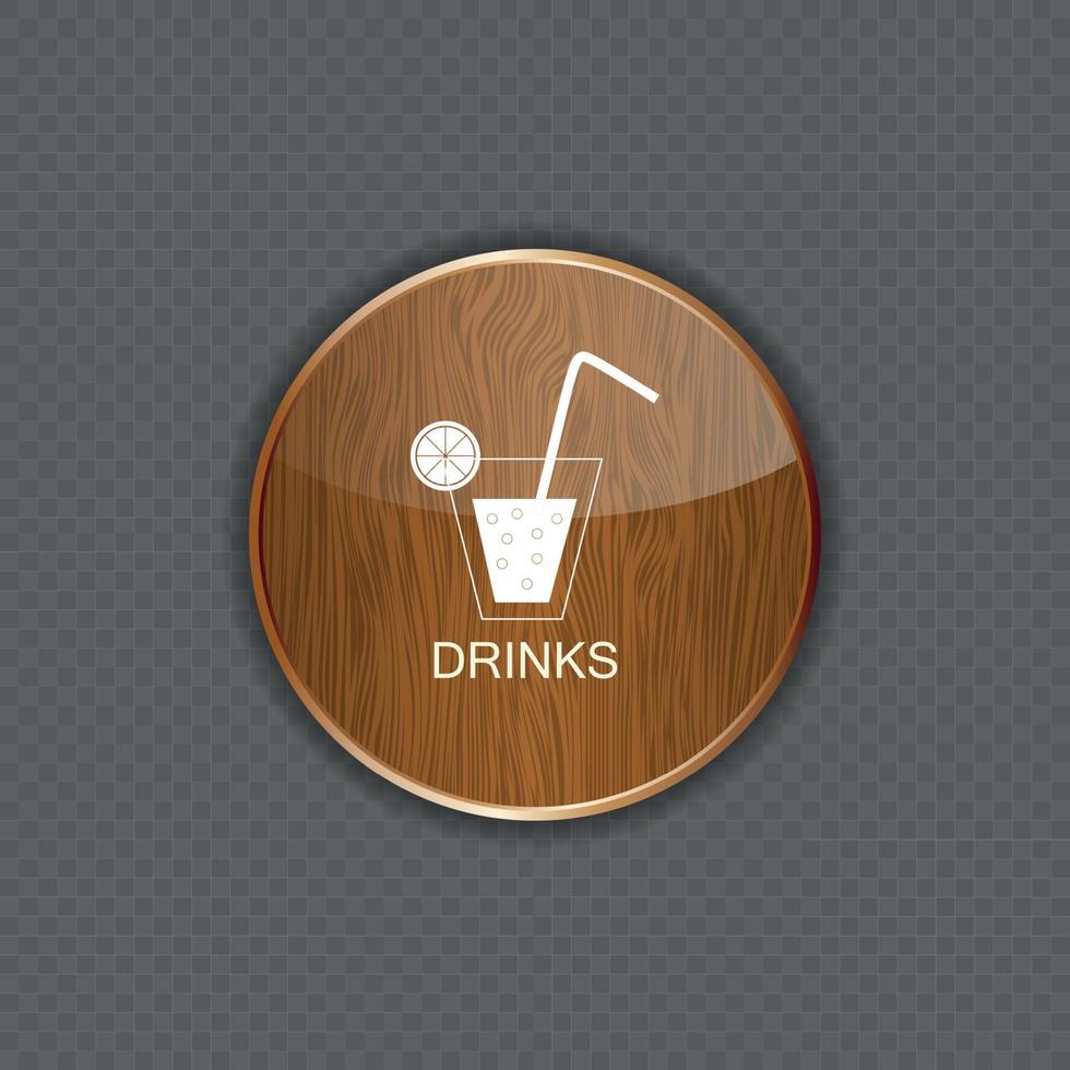 Drink wood application icons vector