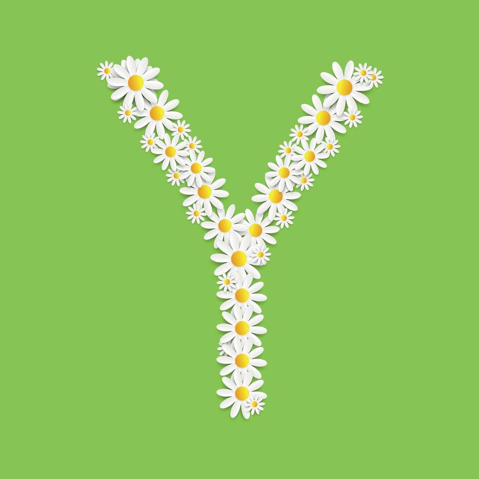 Flora Daisy Design Alphabet Vector Illustartion