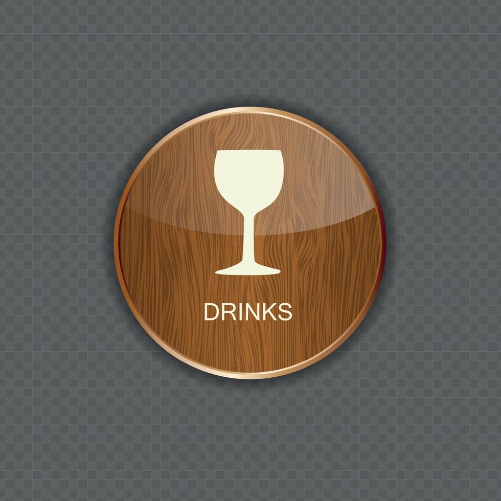 Food and drink wood application icons vector