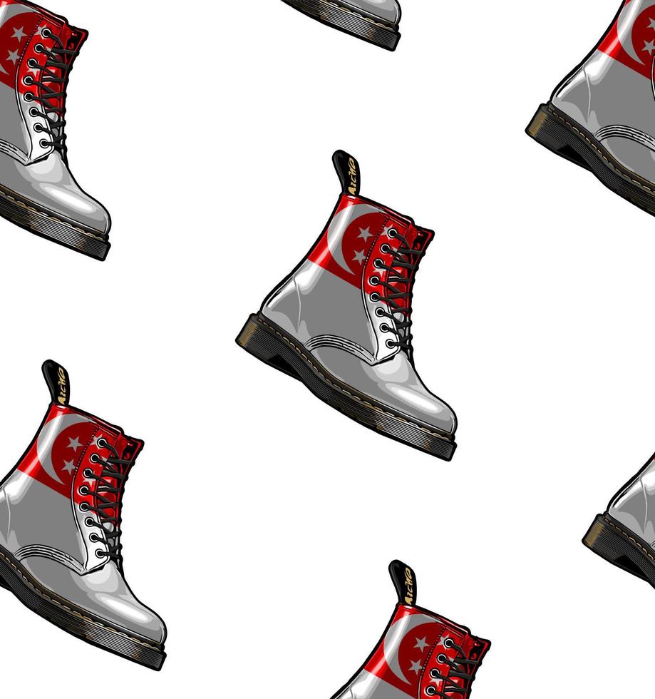 pattern boots singapore flag ... vector