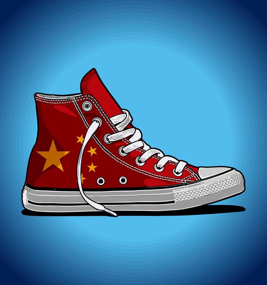 chinese flag pattern sneakers... vector