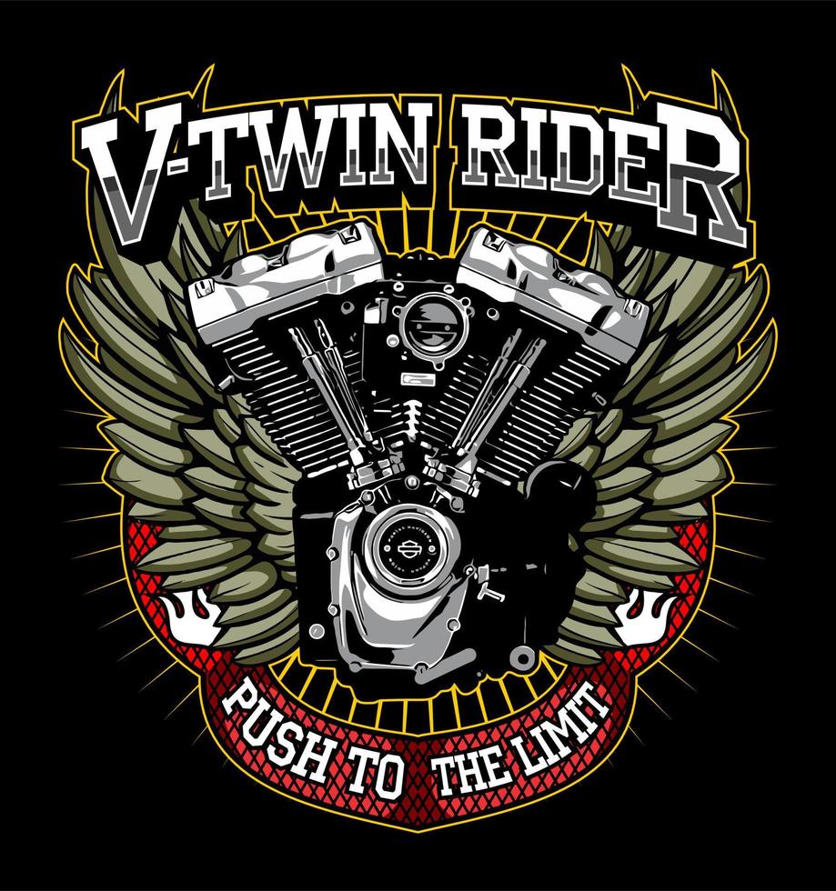 patch biker v twin engine and... vector