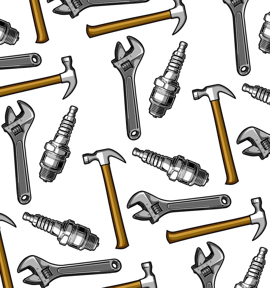 hammer, spark plug and wrench... vector