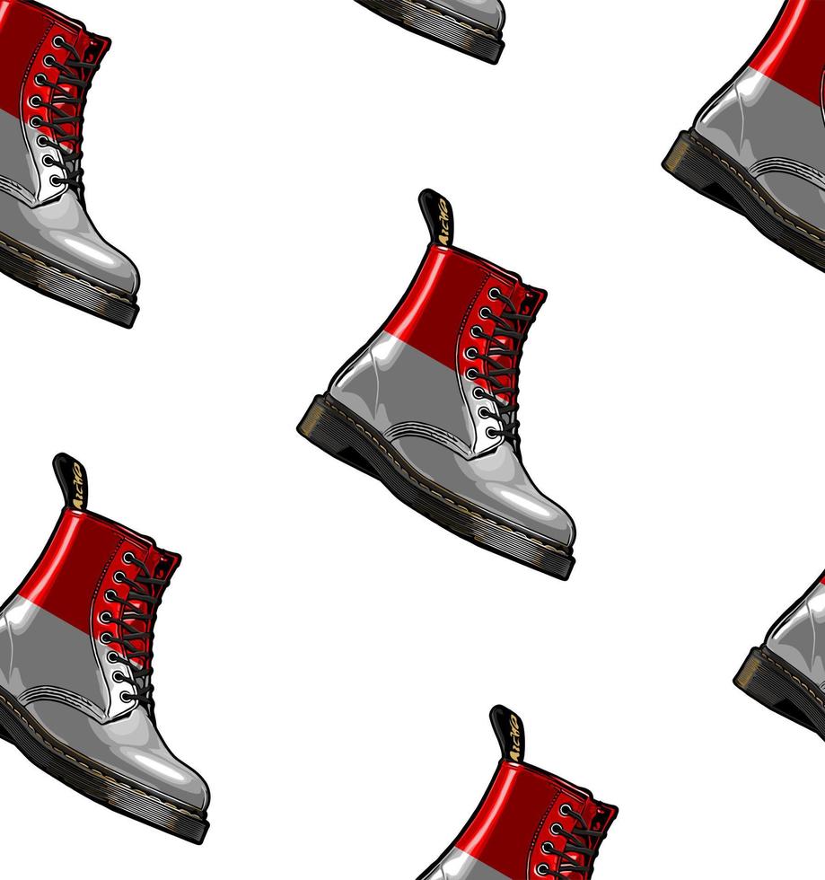 pattern boots Indonesian flag... vector