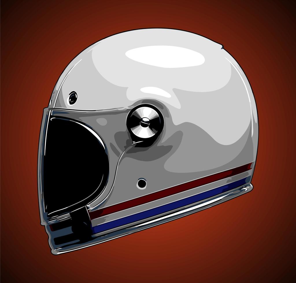 retro full face helmet white ... vector