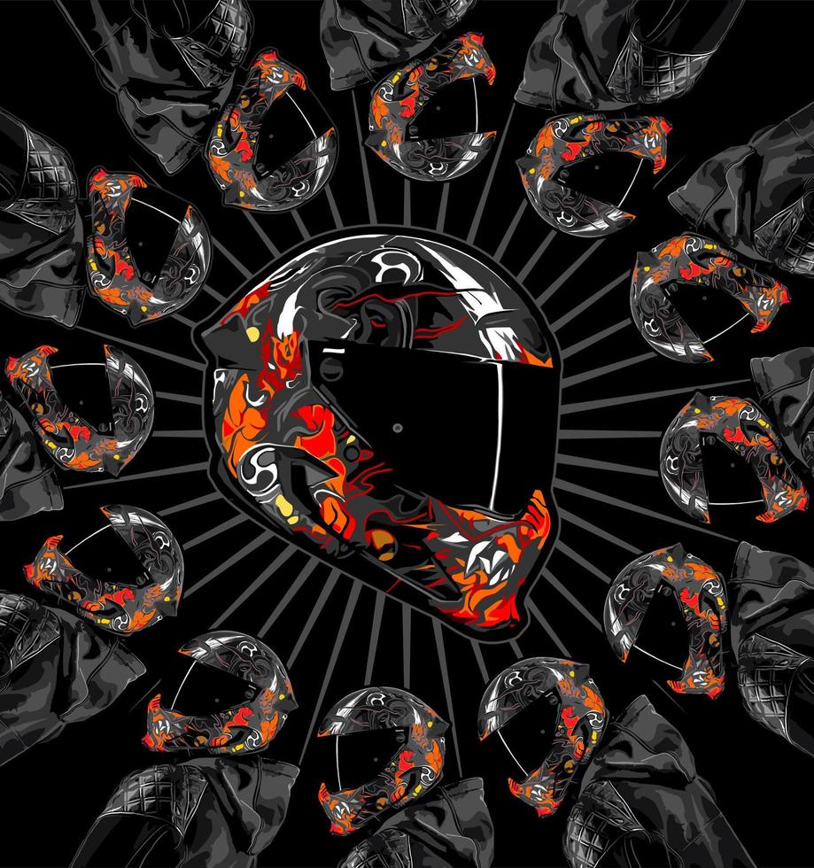 cool black helmet surrounded ... vector