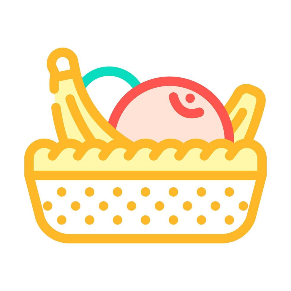cesta de frutas en la ilustración de vector de icono de color de cantina
