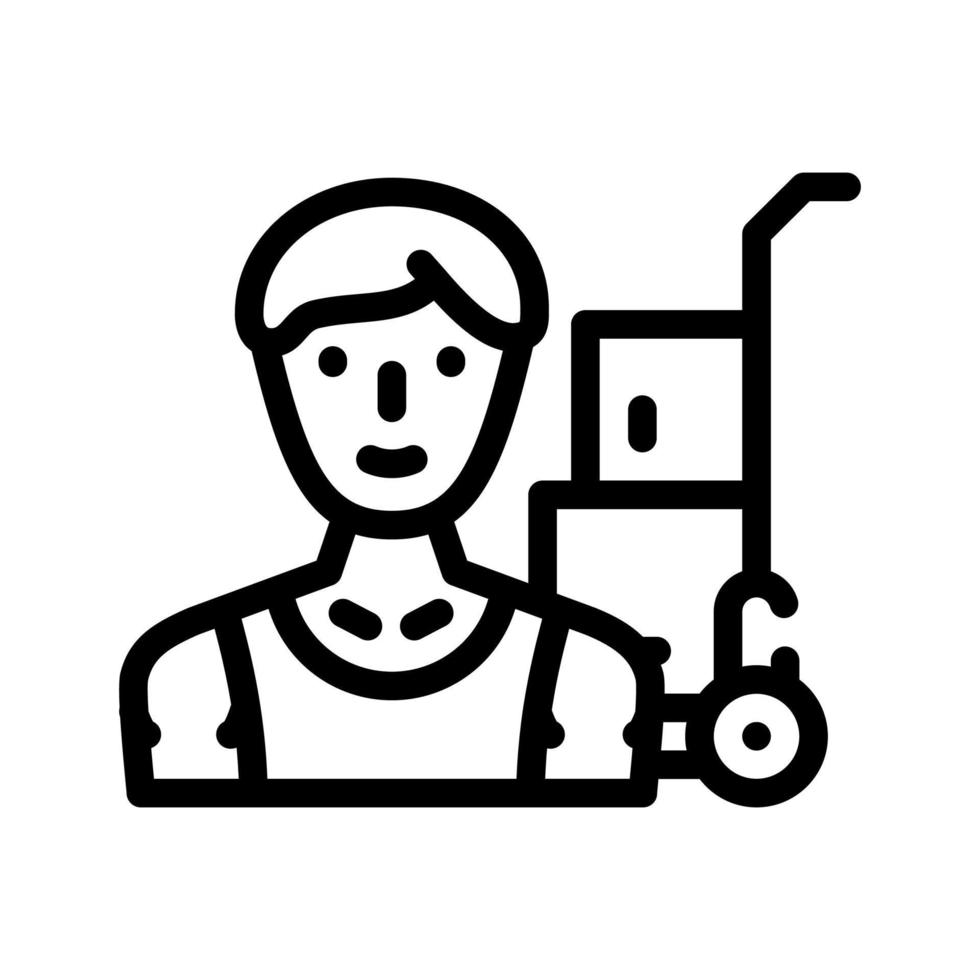 Ilustración de vector de icono de línea de trabajador de entrega de mudanzas