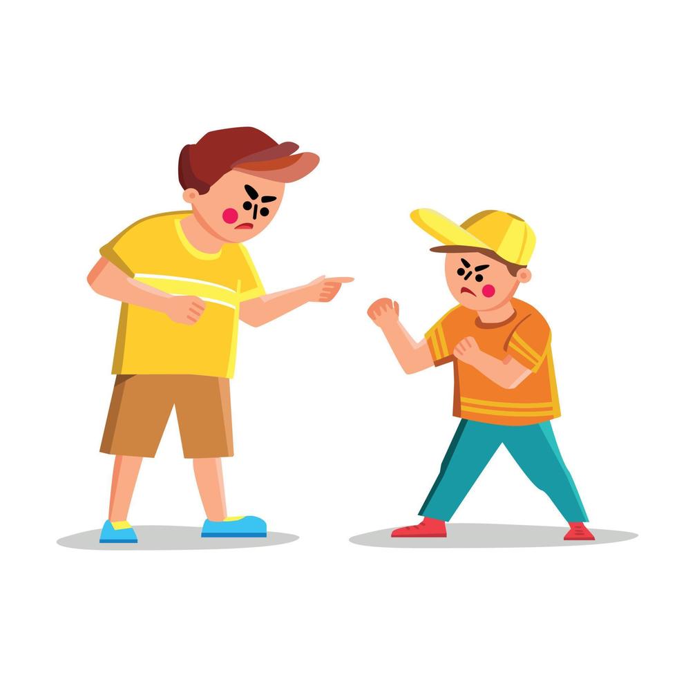 Argue Boy Screaming With Angry Friend Kid Vector