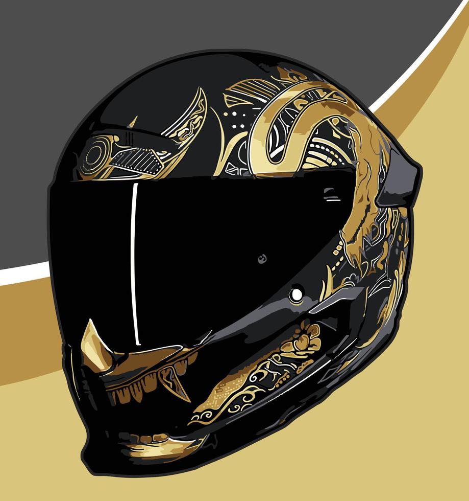 un casco con una serpiente dorada... vector