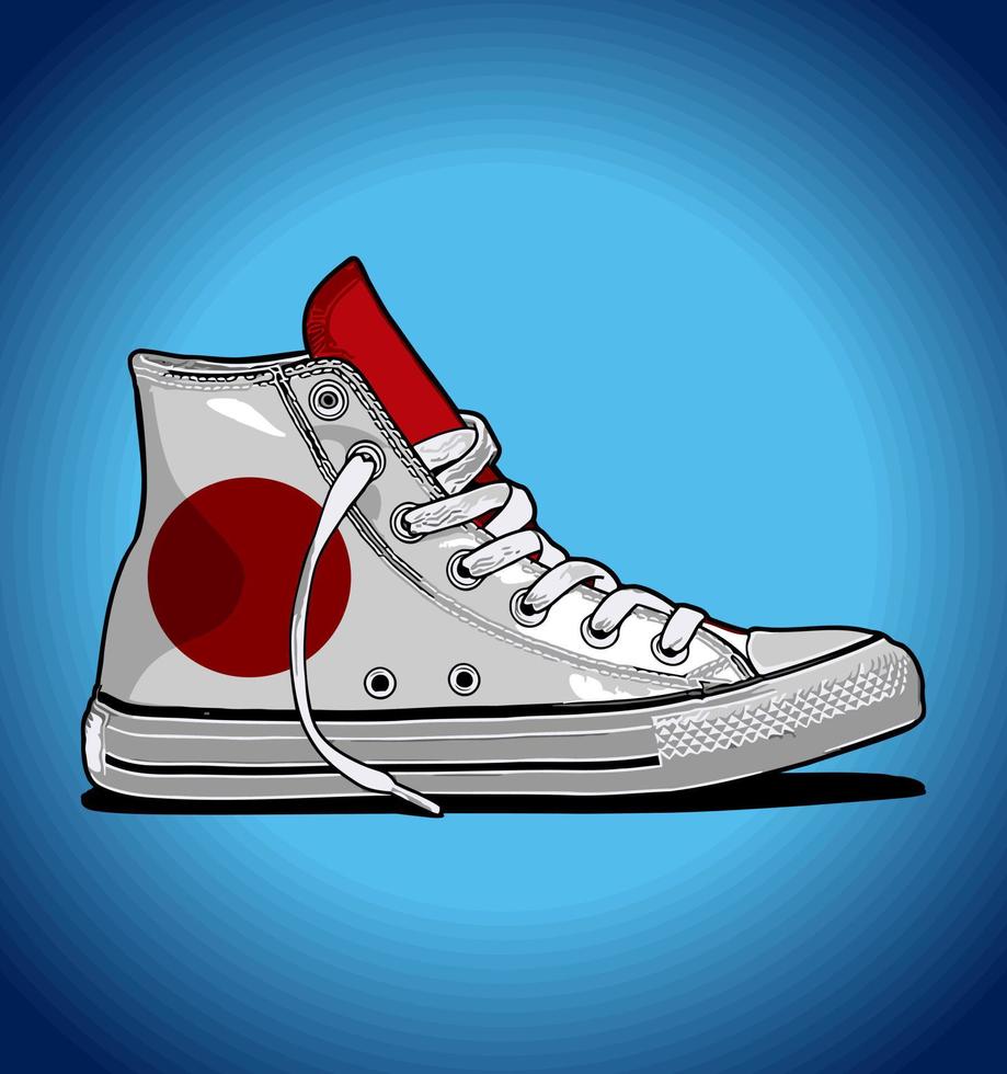 Japanese flag pattern sneaker... vector