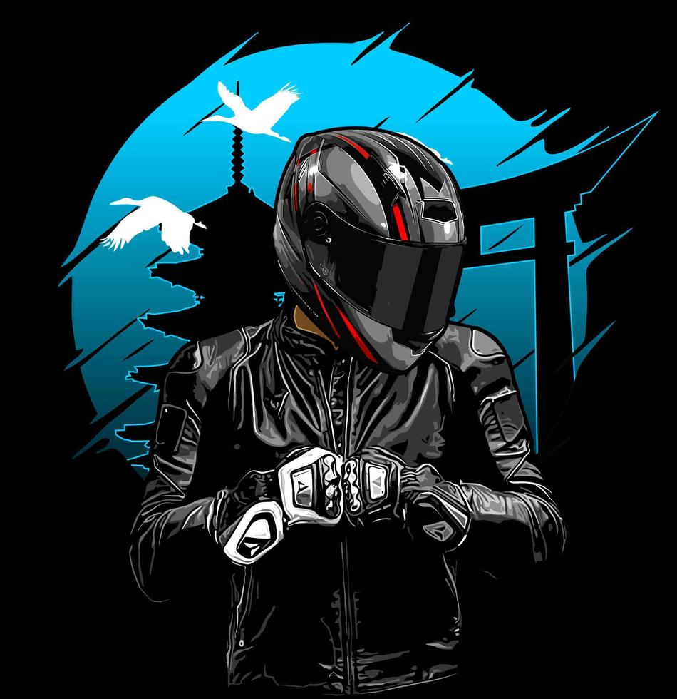 front view rider with turkish... vector