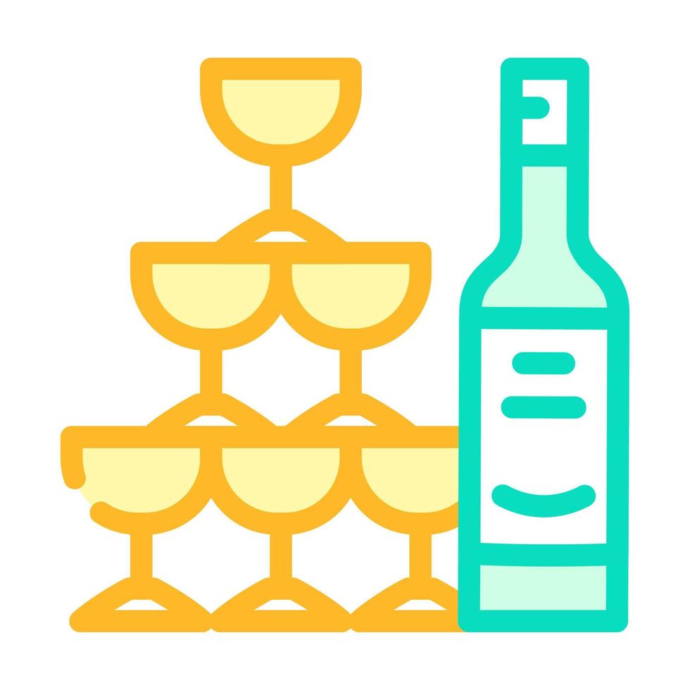 bebida de boda con champán para invitados ilustración de vector de icono de color