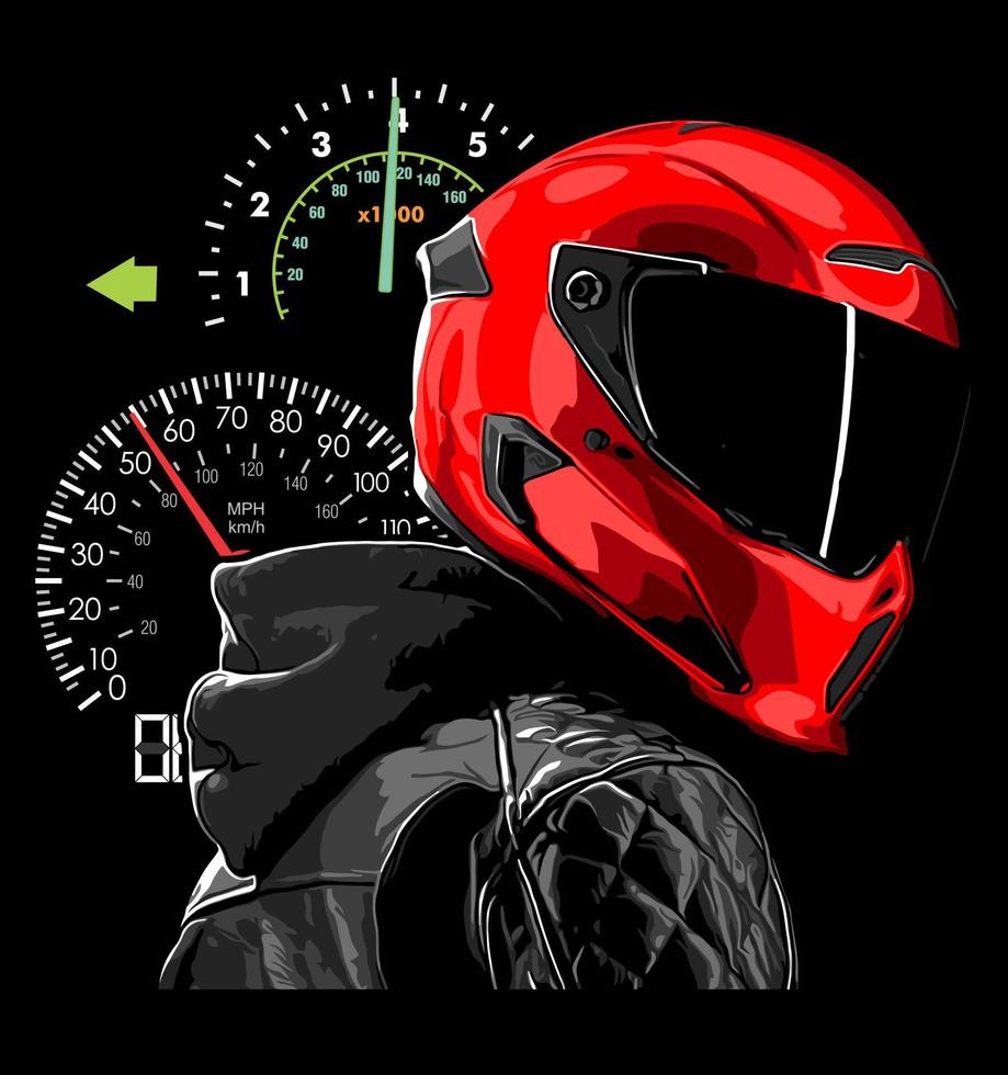 motorcyclist with speedometer... vector