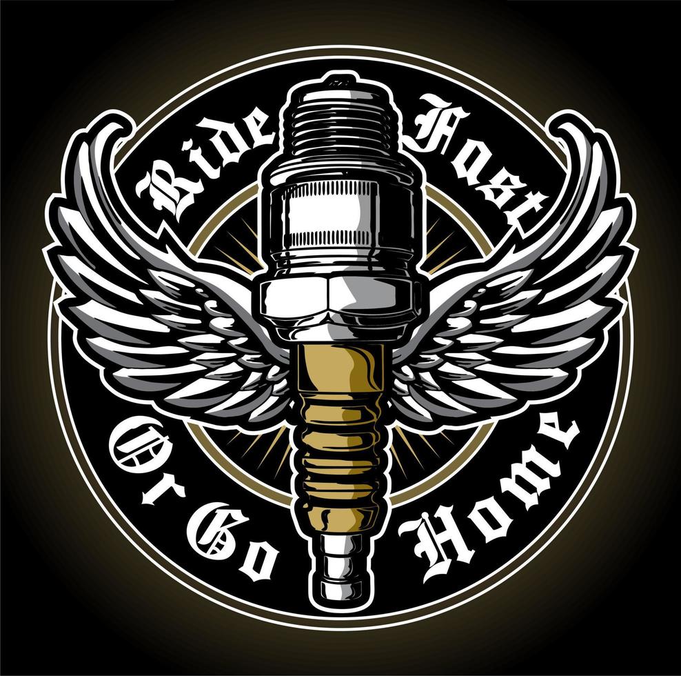 winged spark plug and writing... vector