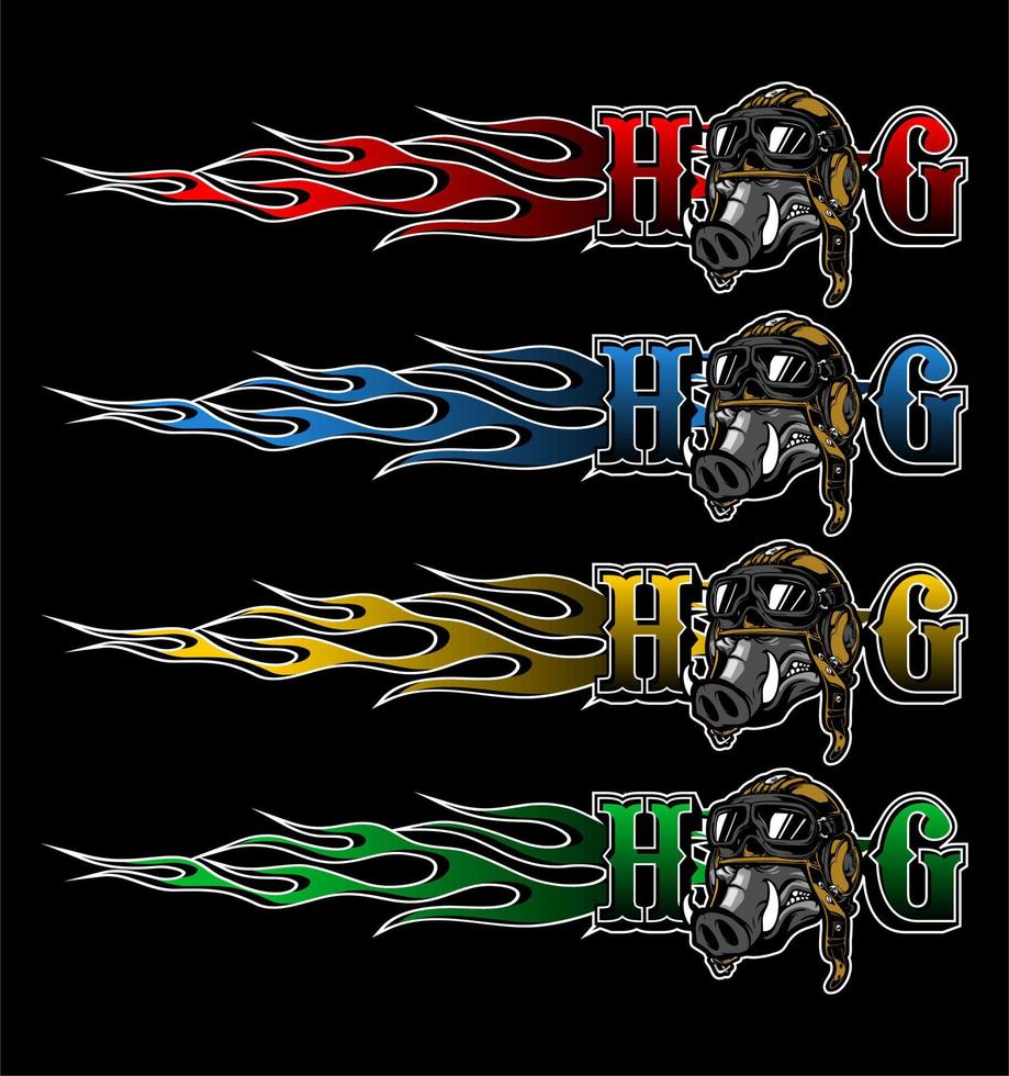 HOG writing and pig's head on... vector