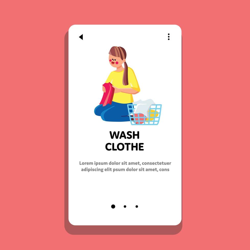 Wash Clothes Preparing Woman At Laundry Vector