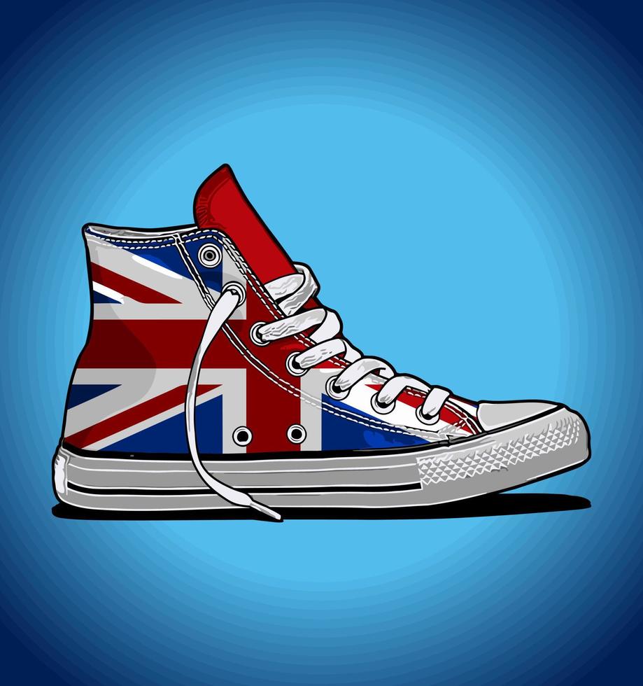 British flag pattern sneakers... vector