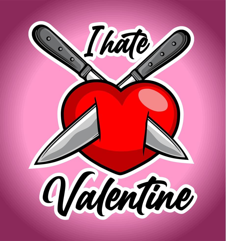 heart stabbed with two knives... vector