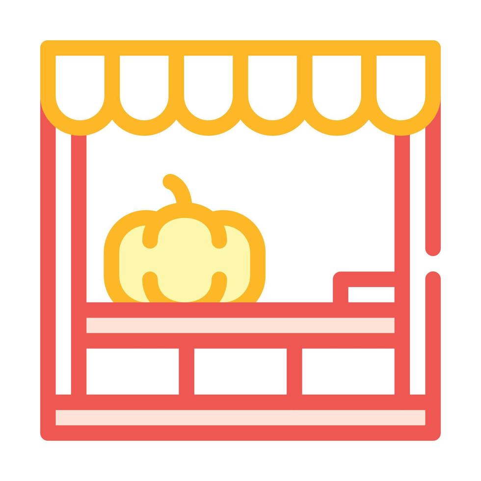 sale stand with pumpkin color icon vector illustration